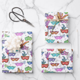 Feuille De Papier Cadeau Mascarade Mardi Gras Mascarade