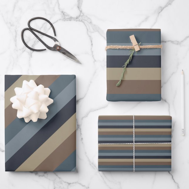 Feuille De Papier Cadeau Masculine bleu Brown (Recto)