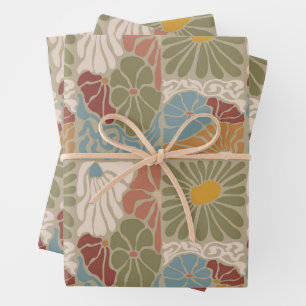 Feuille De Papier Cadeau Matisse Groovy floral Art Nouveau 1970s