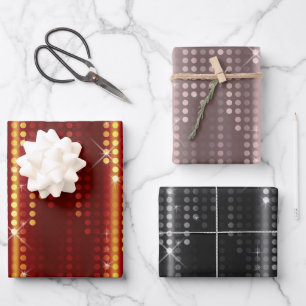 Feuille De Papier Cadeau Matrice Pois noire de couleur rouge foncé