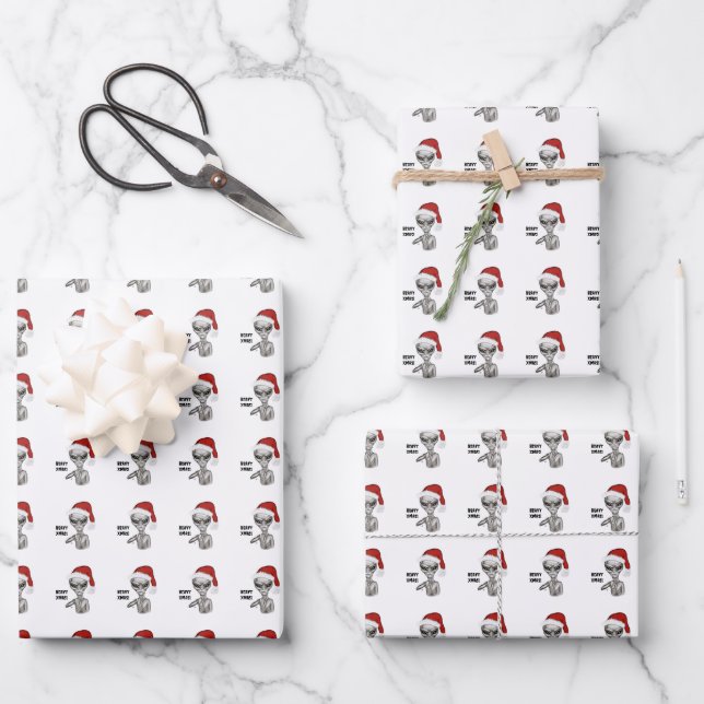 Feuille De Papier Cadeau Mauvais Alien, Lourds Noël ! (Recto)