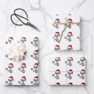 Feuille De Papier Cadeau Mauvais Alien, Lourds Noël !