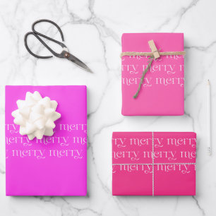 Feuille De Papier Cadeau Maximaliste Joyeux rose et blanc