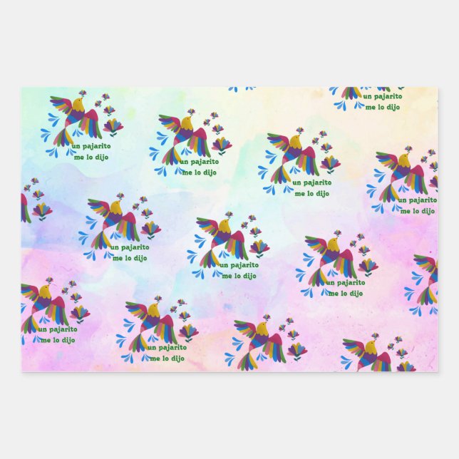 Feuille De Papier Cadeau 'Me lo dijo un pajarito' – Arte Mexicano (Devant)