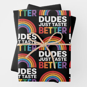 Feuille De Papier Cadeau Mecs Ont Juste Meilleur Goût Drôle Gay Arc-en-ciel
