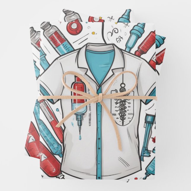 Feuille De Papier Cadeau Medical Wrapping Paper – Syringe & Vial Art (En situation)