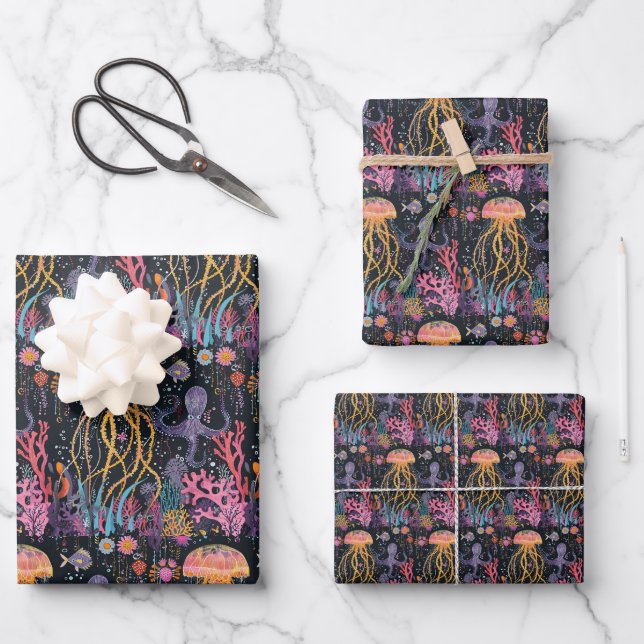 Feuille De Papier Cadeau Méduse lunaire (Recto)