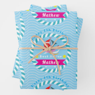 Feuille De Papier Cadeau Meilleur marin bleu