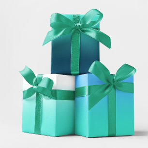 Feuille De Papier Cadeau Mélange blanc Turquoise bleu et bleu turquoise Omb