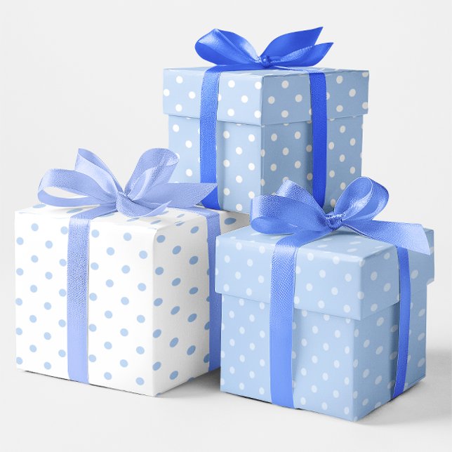 Feuille De Papier Cadeau Mélange de points blancs et bleus pastel (Baby Blue Polka Dot Gift Wrap)