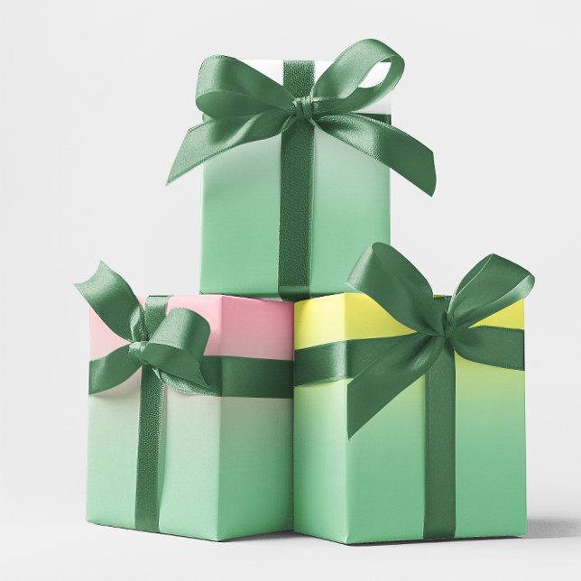 Feuille De Papier Cadeau Mélange d'ombre blanc rose pâle et vert menthe (White Pale Yellow Pink and Mint Green Ombre Mix Wrapping Paper Sheets)