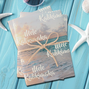Feuille De Papier Cadeau Mele Kalikimaka Custom Tropical Beach Noël