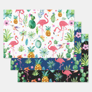 Feuille De Papier Cadeau Mélodie tropicale Oiseaux et fleurs Motifs