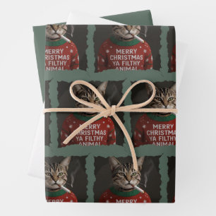 Feuille De Papier Cadeau Mème de Noël drôle de chat qui fume Sarcasique Vac