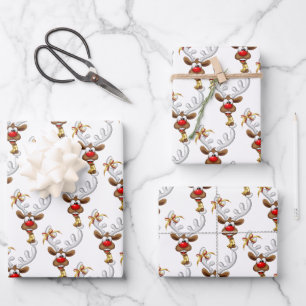 Feuille De Papier Cadeau Mème de Noël drôle de renne qui regarde par-dessus