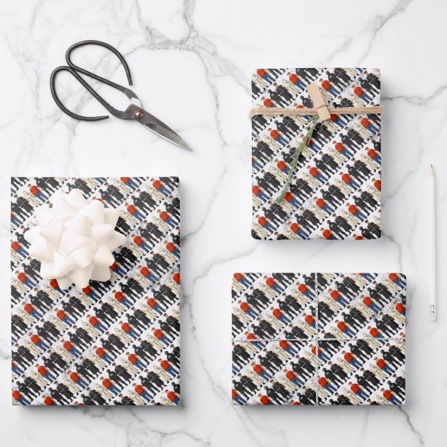 Feuille De Papier Cadeau Même Différent Costume (Recto)