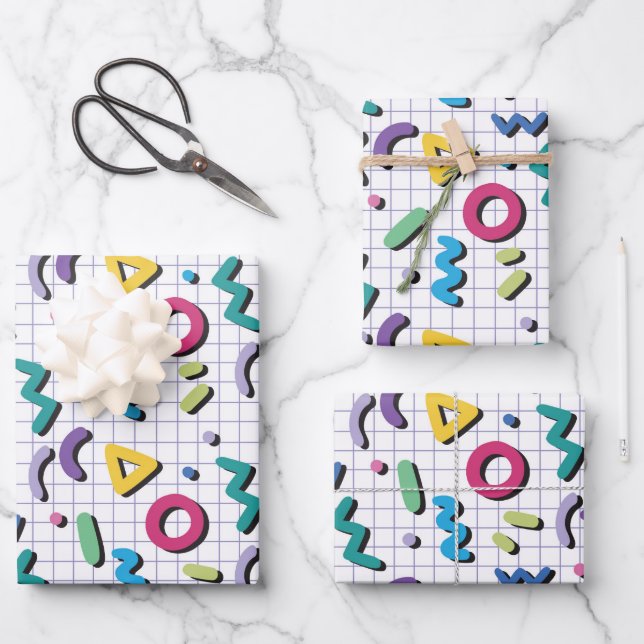 Feuille De Papier Cadeau Memphis Motif (Recto)