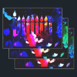 Feuille De Papier Cadeau Menorah miraculeuse<br><div class="desc">Des lumières mystérieuses et une couleur miraculeuse dans les nuances les plus profondes de la tombée de la nuit,  c'est le moment de l'Hanoukka ! Vos cadeaux illumineront de grands sourires avec ce superbe papier d'emballage !</div>