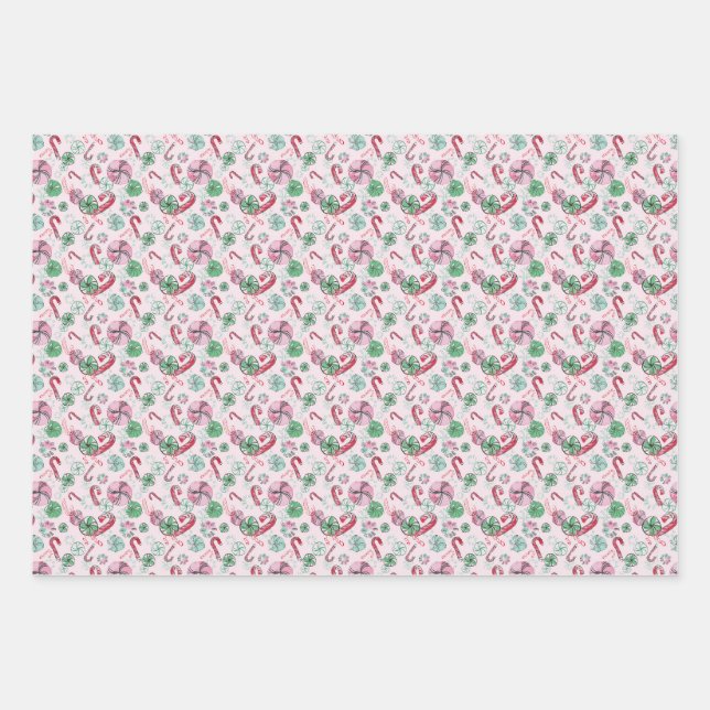 Feuille De Papier Cadeau Menthe poivrée (Devant 2)