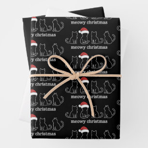 Feuille De Papier Cadeau Meowy Catmas Chat Noël Mignon Chat Chats Santa 