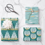 Feuille De Papier Cadeau Mer De Plage Et Salutations<br><div class="desc">Fun beachy Season Salutations enveloppant papier dans un design de typographie fantasque dans des couleurs de plage avec des accents de dollar de sable et de poisson. Veuillez contacter le concepteur par le bouton MESSAGE ou par courriel à sillyseasshop@gmail.com si vous avez besoin d'aide pour la conception, les produits correspondants...</div>