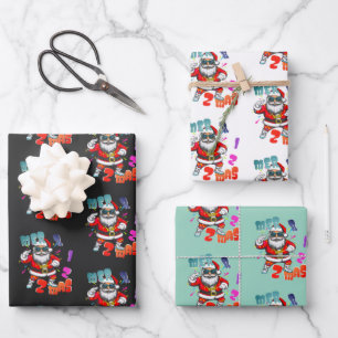 Feuille De Papier Cadeau Mer rizz mas - Noël Rizz drôle de Père Noël 