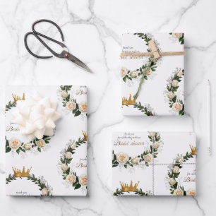 Feuille De Papier Cadeau Merci de Roses blanches pour célébrer avec nous