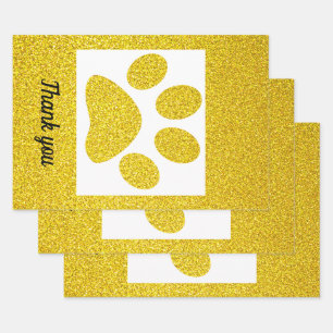 Feuille De Papier Cadeau Merci Gold Parties scintillant Empreintes de patte
