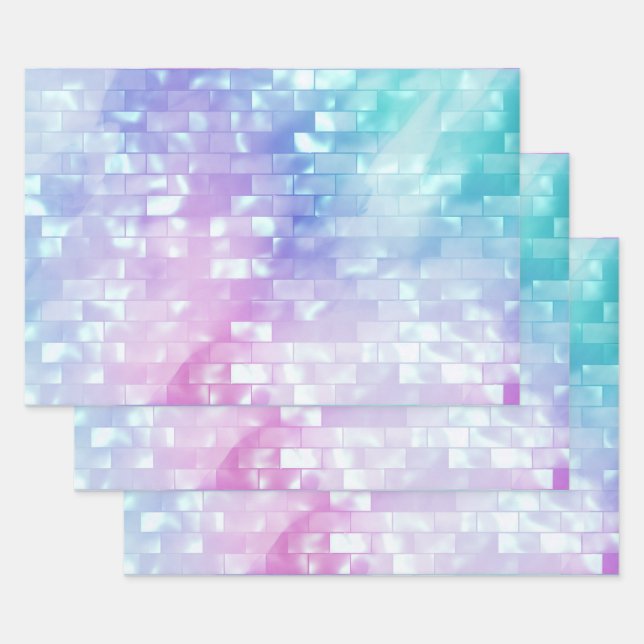 Feuille De Papier Cadeau Mère Iridescente perle brillant brillant girly (Lot)