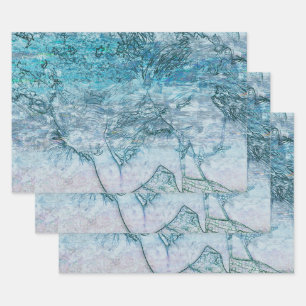 Feuille De Papier Cadeau Mermaid Turquoise Vert Nautique Vagues Océan Décou