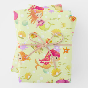 Feuille De Papier Cadeau Mermaids Lemon Vert