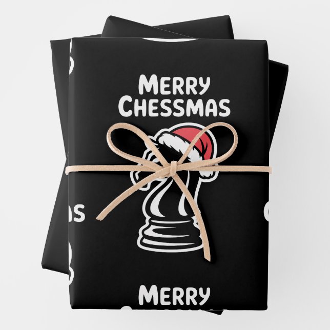 Feuille De Papier Cadeau Merry Chessmas Christmas Chess Xmas Santa Hat (En situation)