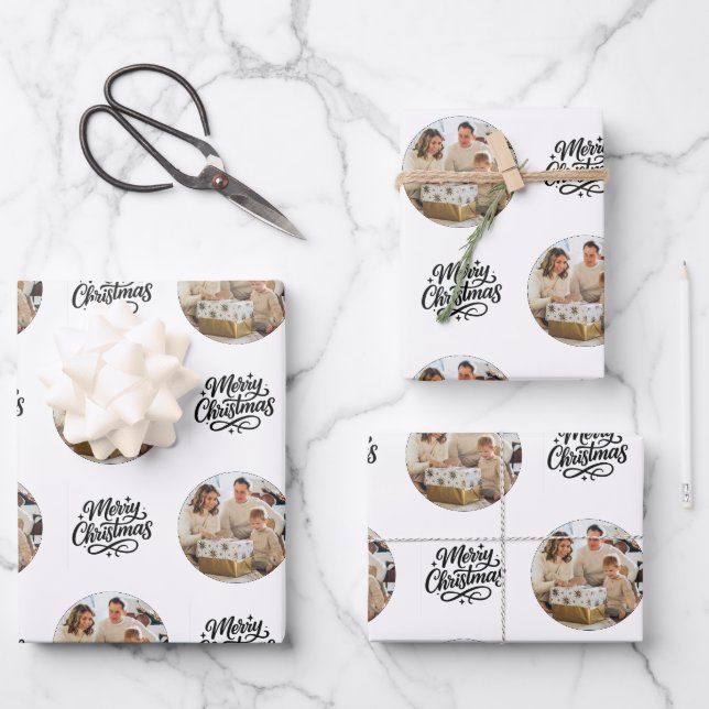 Feuille De Papier Cadeau Merry Christmas Photo Collage Personalized  (Recto)