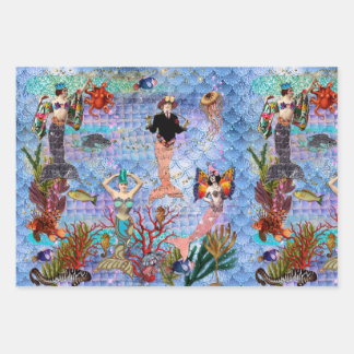 Feuille De Papier Cadeau Mersirènes magiques mythiques cernées par la vie m