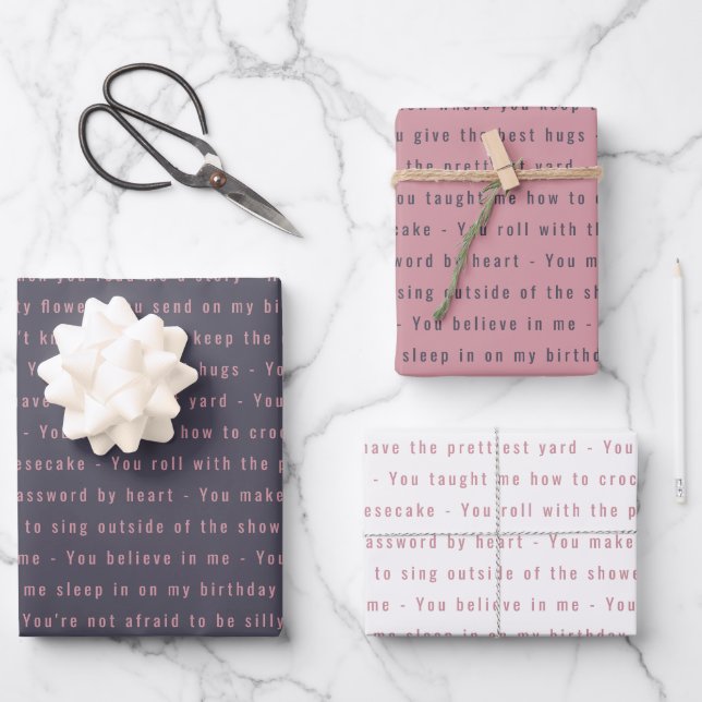 Feuille De Papier Cadeau Messages We Love You 40th Birthday (Recto)