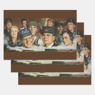 Feuille De Papier Cadeau Métiers commerciaux, patriotisme patriotique vinta