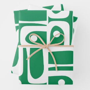 Feuille De Papier Cadeau Mi-siècle moderne Kelly Green Piquet Motif