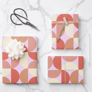 Feuille De Papier Cadeau Mi-siècle moderne Motif Abstrait rose