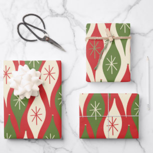 Feuille De Papier Cadeau Mi-siècle Rétro Vintage de Noël Ornements