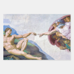 Feuille De Papier Cadeau Michelangelo - Création d'Adam Isolé
