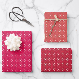 Feuille De Papier Cadeau Micro pois blanc - 3 rouges