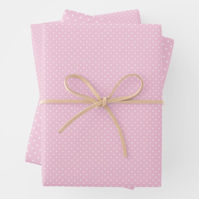 Feuille De Papier Cadeau Micro pois blanc - Rose clair (En situation)
