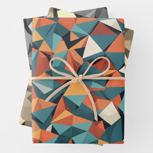 Feuille De Papier Cadeau Mid-Century Geometric | Wrapping Paper Sheets Set (En situation)