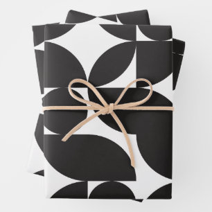 Feuille De Papier Cadeau Mid Century Moderne Abstrait 26 Noir et blanc
