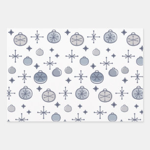 Feuille De Papier Cadeau Mid Century Moderne Rétro Art de Noël Argent