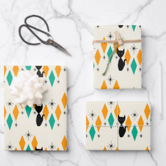 Feuille De Papier Cadeau Mid Century Moderne Starburburbs Atomique Diamonds