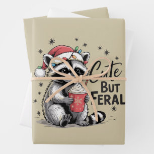 Feuille De Papier Cadeau Mignon mais sauvage Noël Raton laveur Mignon Anima