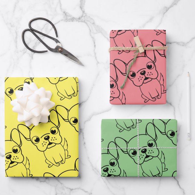 Feuille De Papier Cadeau Mignon Pug (Recto)
