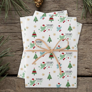 Feuille De Papier Cadeau Mignonne chant oiseau, vert et rouge Go Vegan