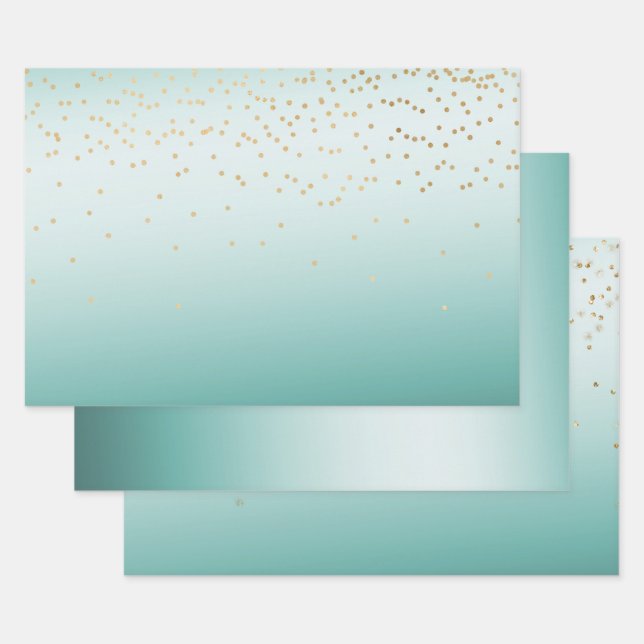 Feuille De Papier Cadeau Mini Confetti Mint Ombre en or Glam Girl (Lot)